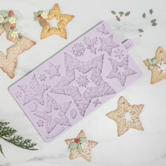 Karen Davies Silikonform Christmas Wicker Stars - Sterne Korbgeflecht